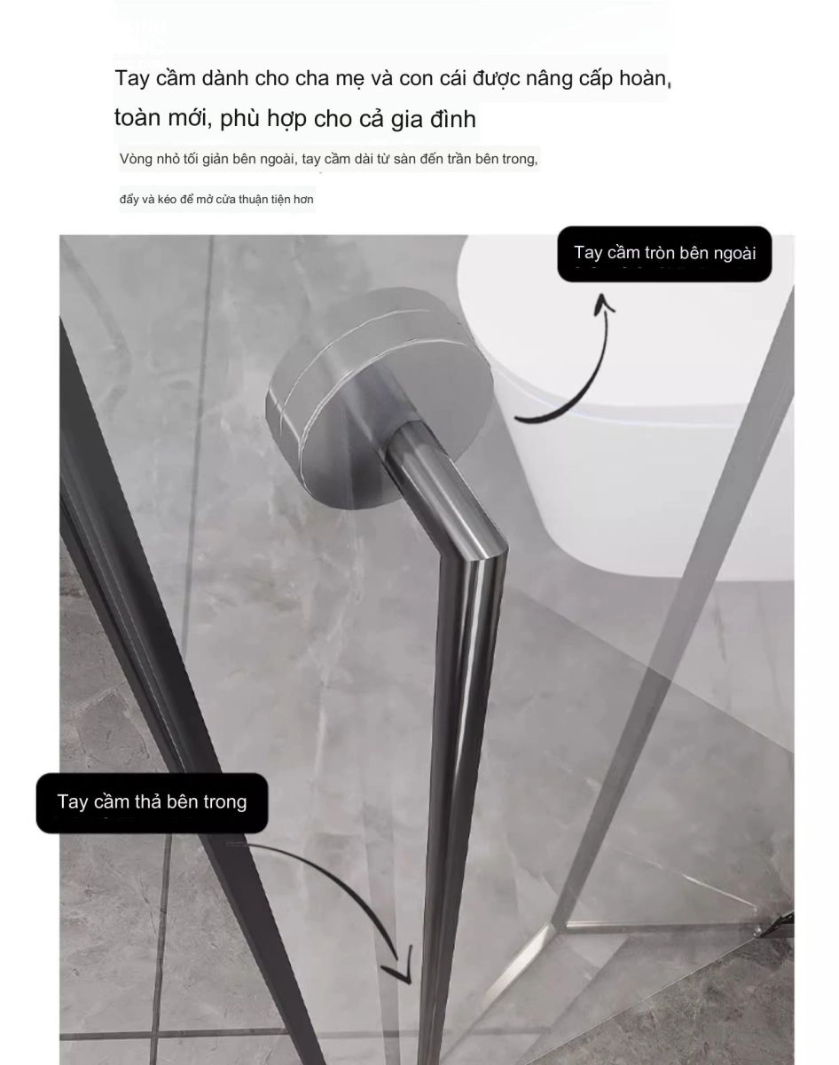 Tay nắm phòng tắm kính 135 độ