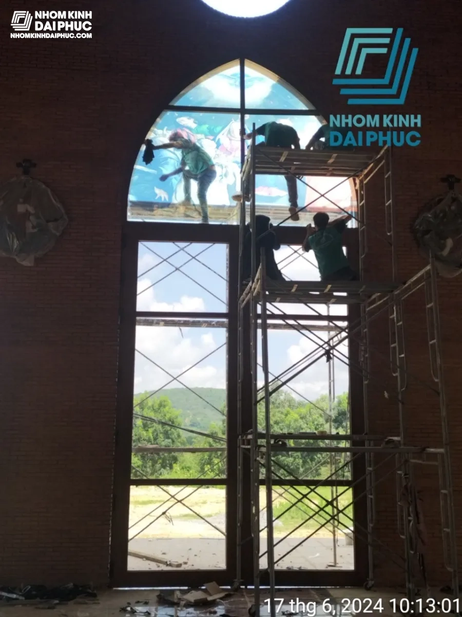 Công trình nhà thờ sử dụng cửa nhôm PMA bản to do Đại Phúc thi công