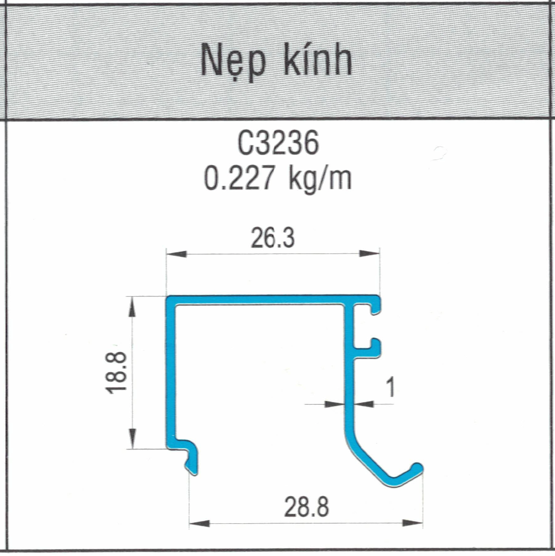 C3236 - Nẹp kính hộp 19 ly