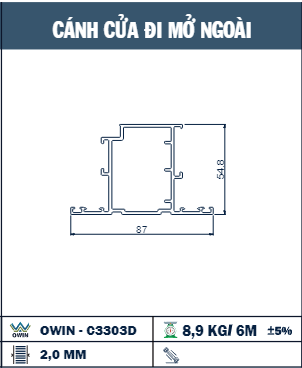 OWIN-C3303D - Owin - Cánh cửa đi mở ngoài