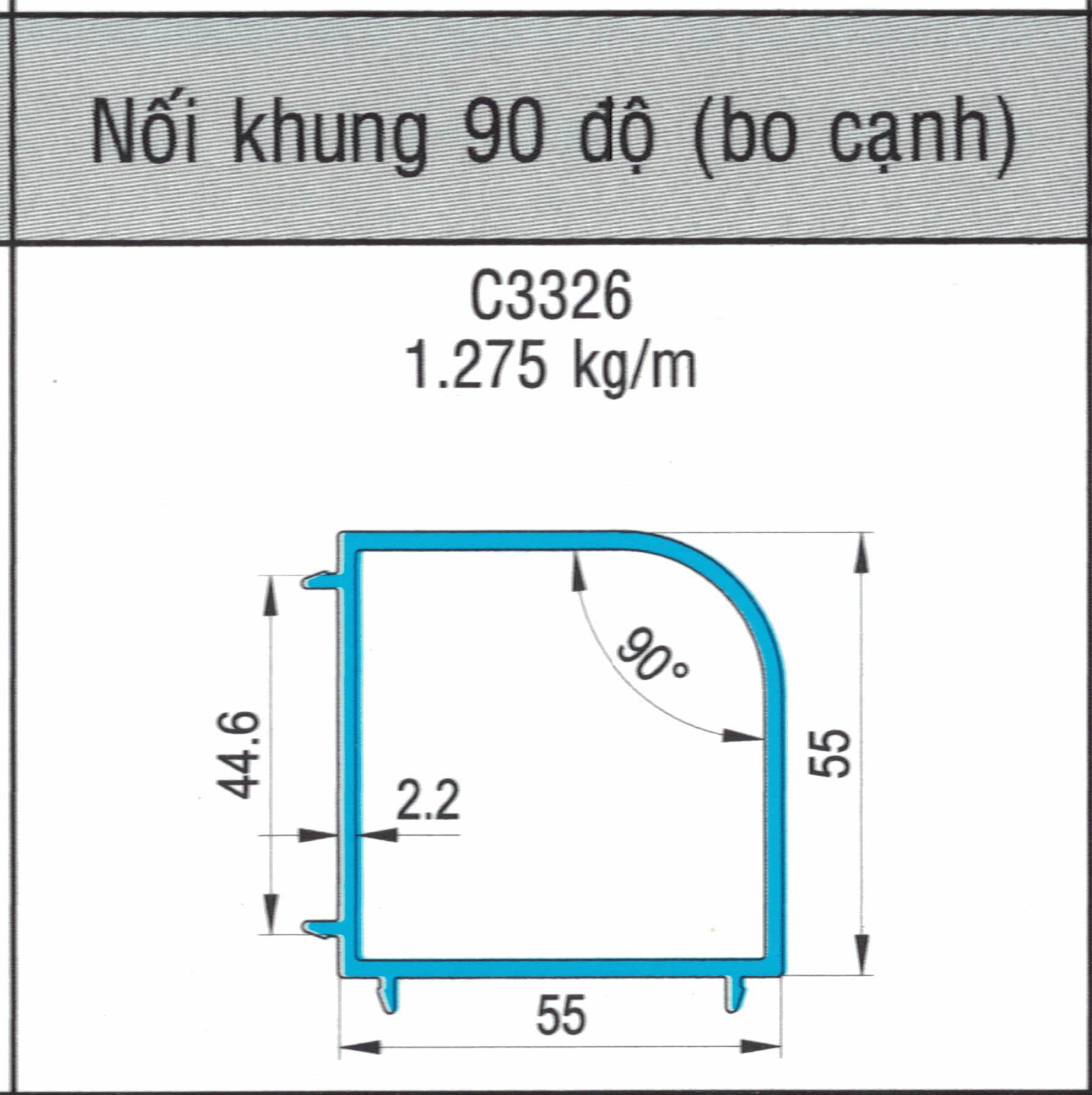 C3326 - Nối khung 90 độ (bo cạnh)