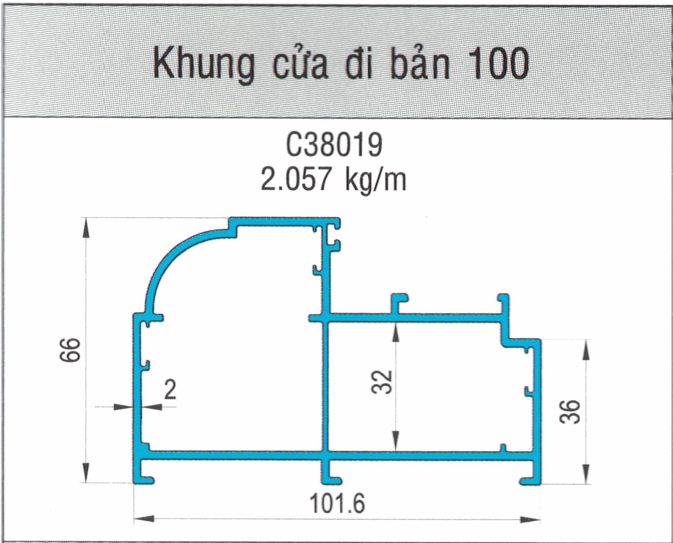 C38019 - Khung bao cửa đi hệ 100