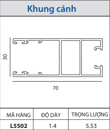 C5502 - Cánh cửa trượt hệ 55