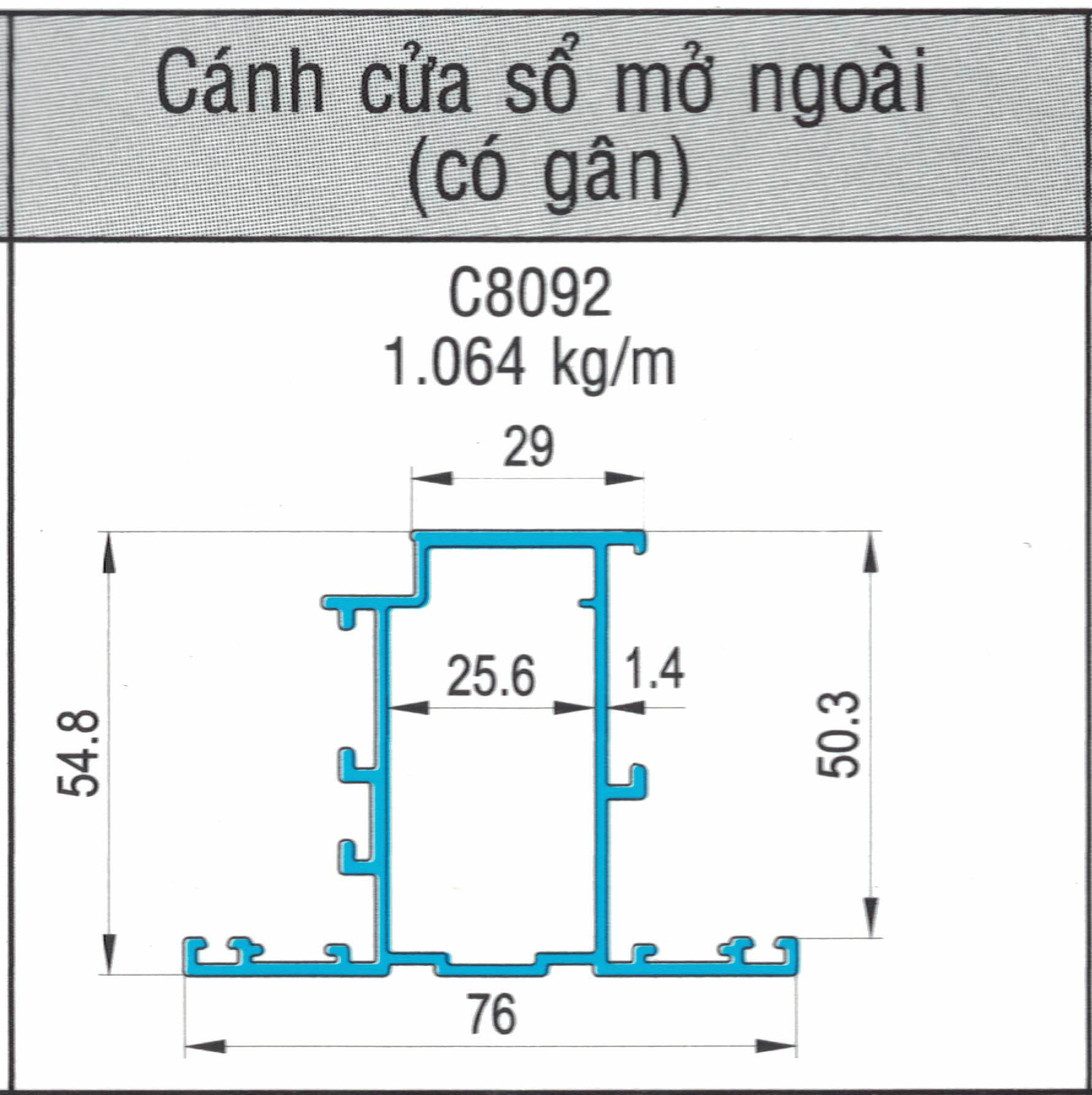 C8092 - Cánh cửa sổ mở ngoài (có gân)