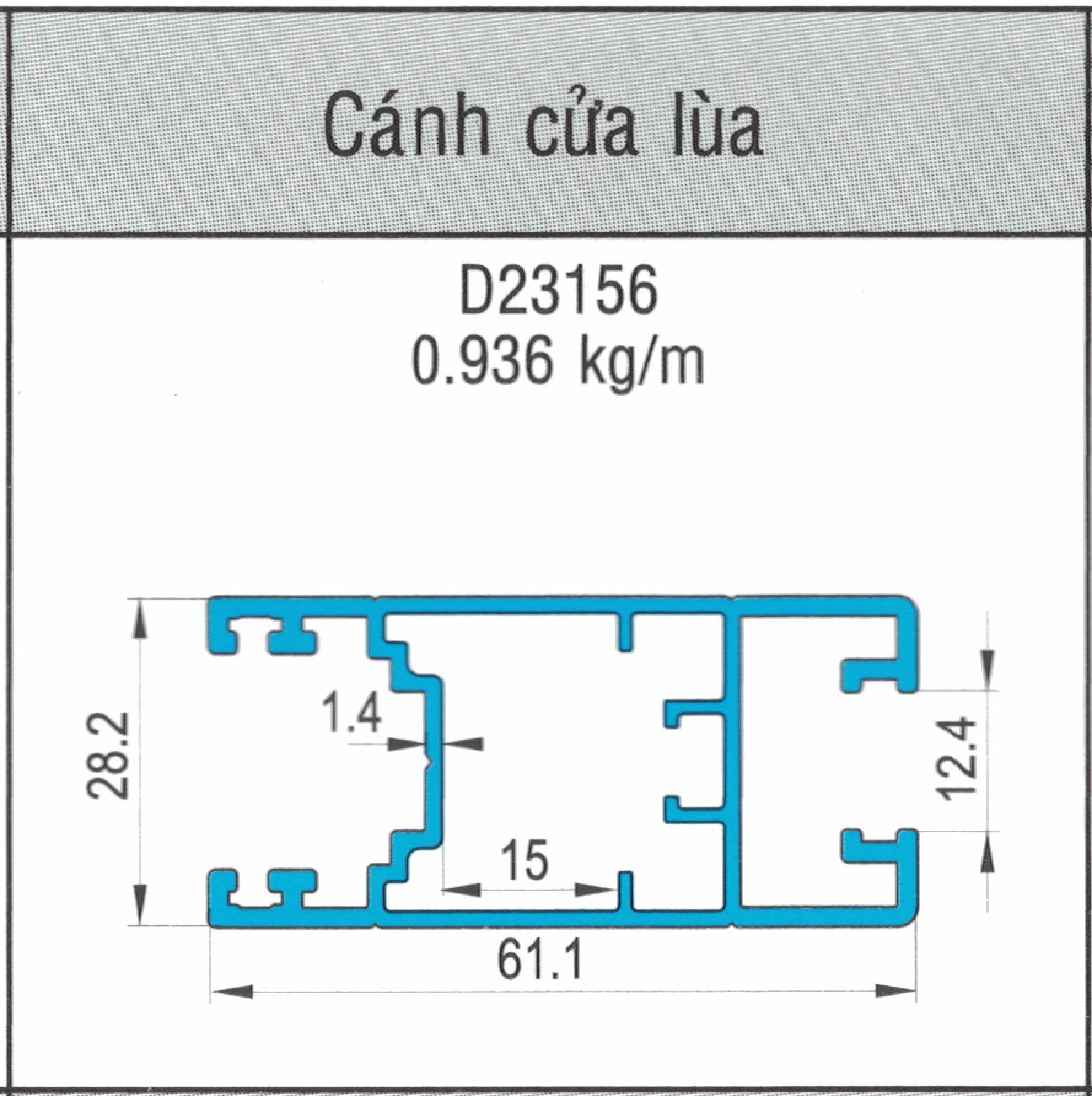 D23156 - Cánh cửa lùa hệ 55
