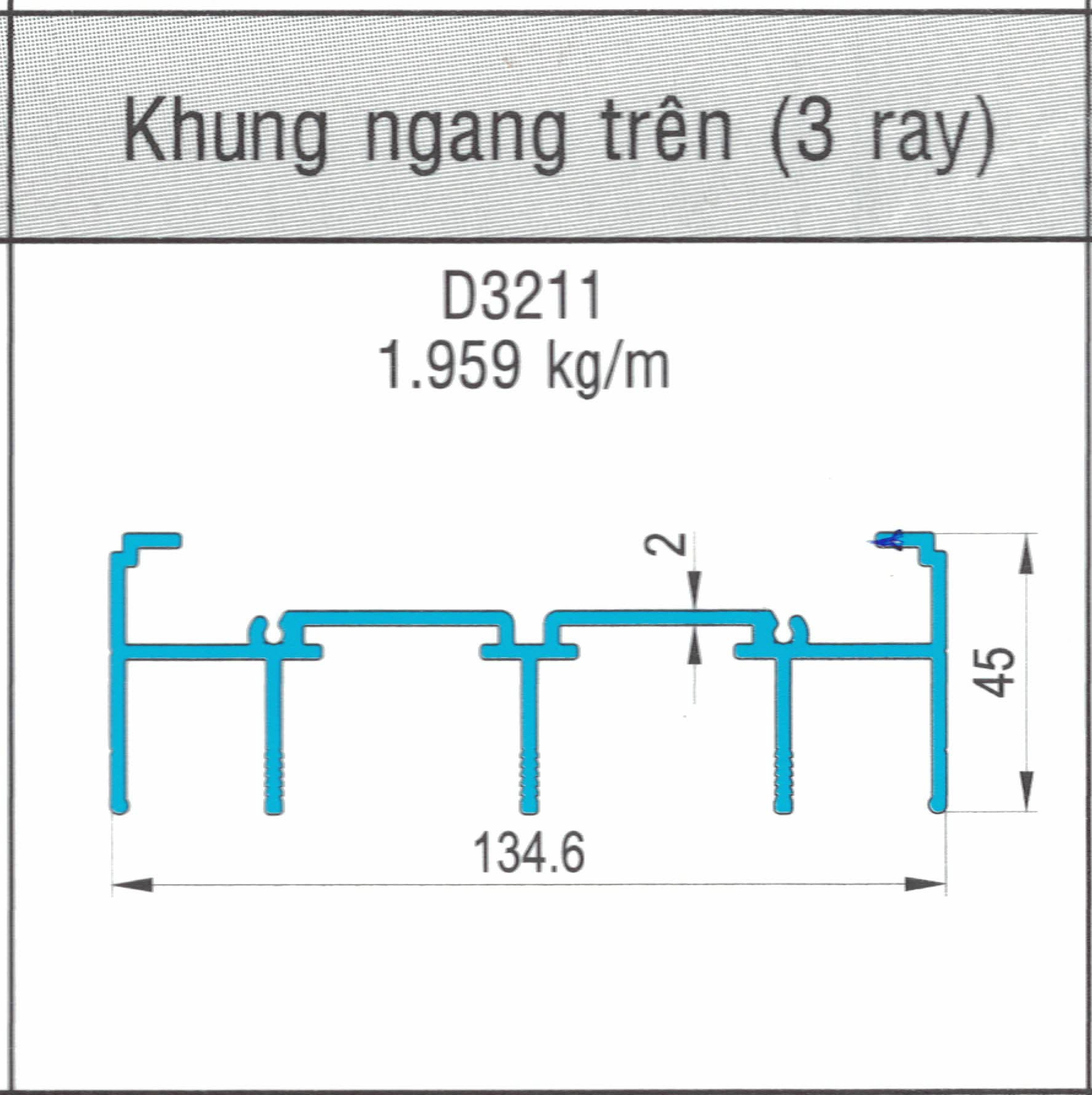 D3211 - Khung ngang trên (3 ray) hệ 93