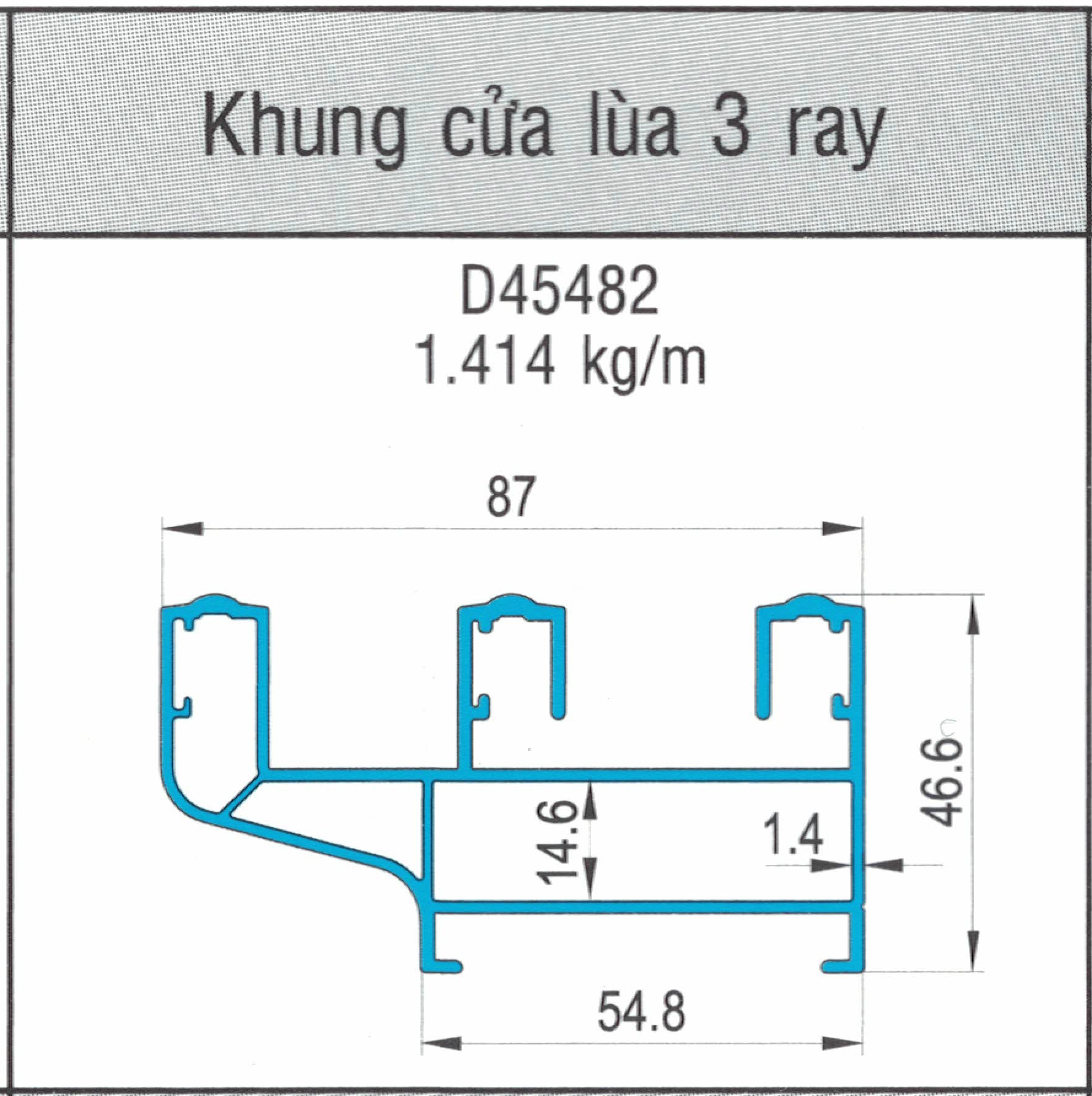 D45482 - Khung bao 3 ray hệ 55