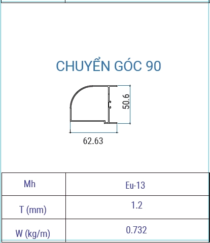 EU-13 - Cây chuyển góc 90 độ