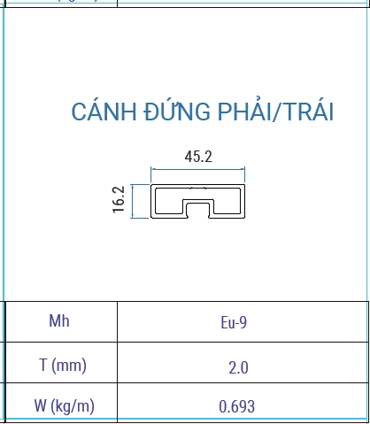 EU-9 - Cánh đứng trái/phải