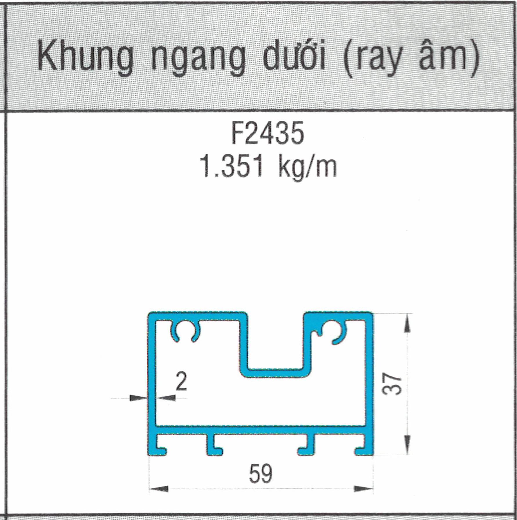 F2435 - Ray dưới xếp trượt (ray âm)