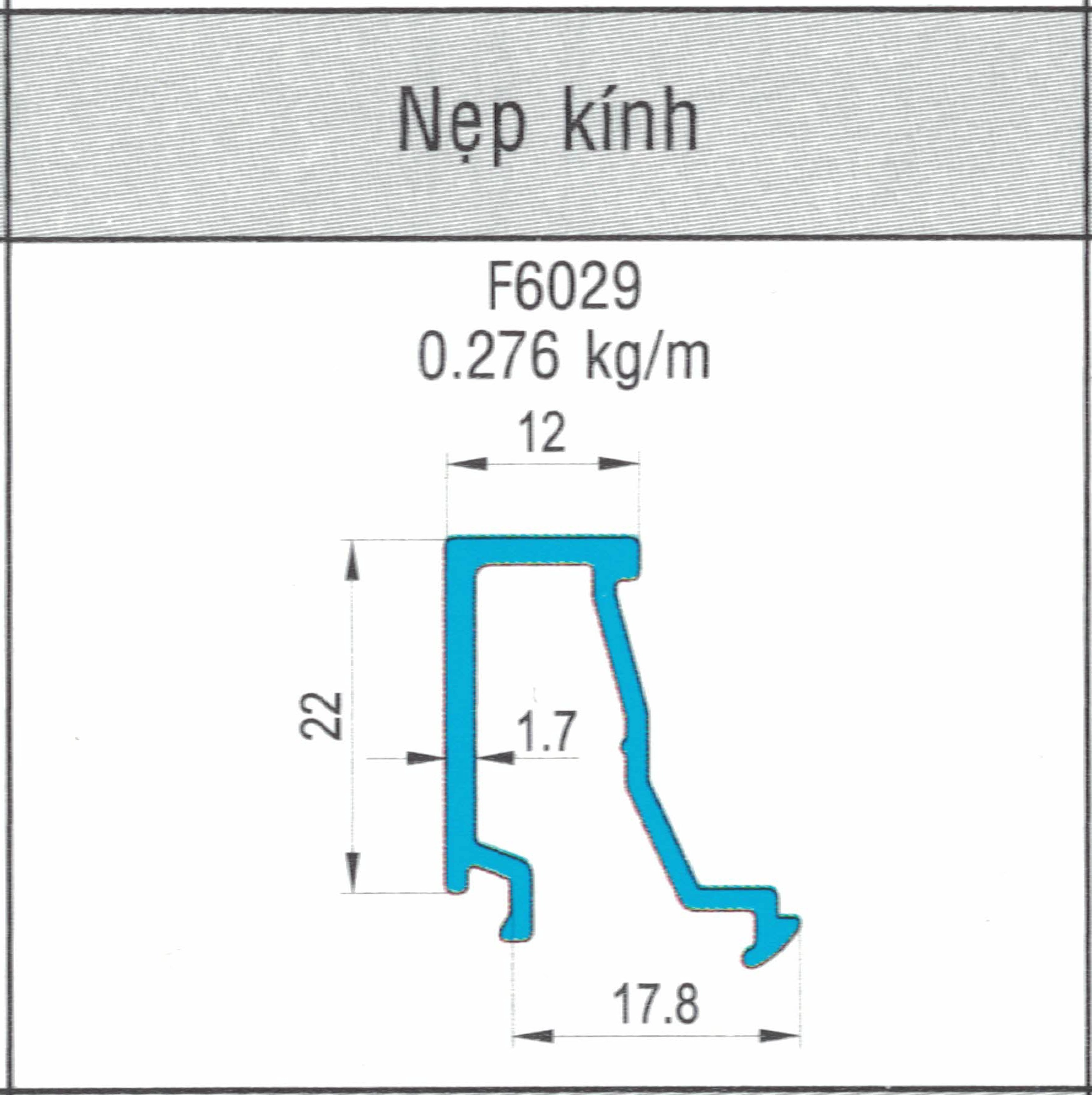 F6029 - Nẹp kính cánh xếp trượt