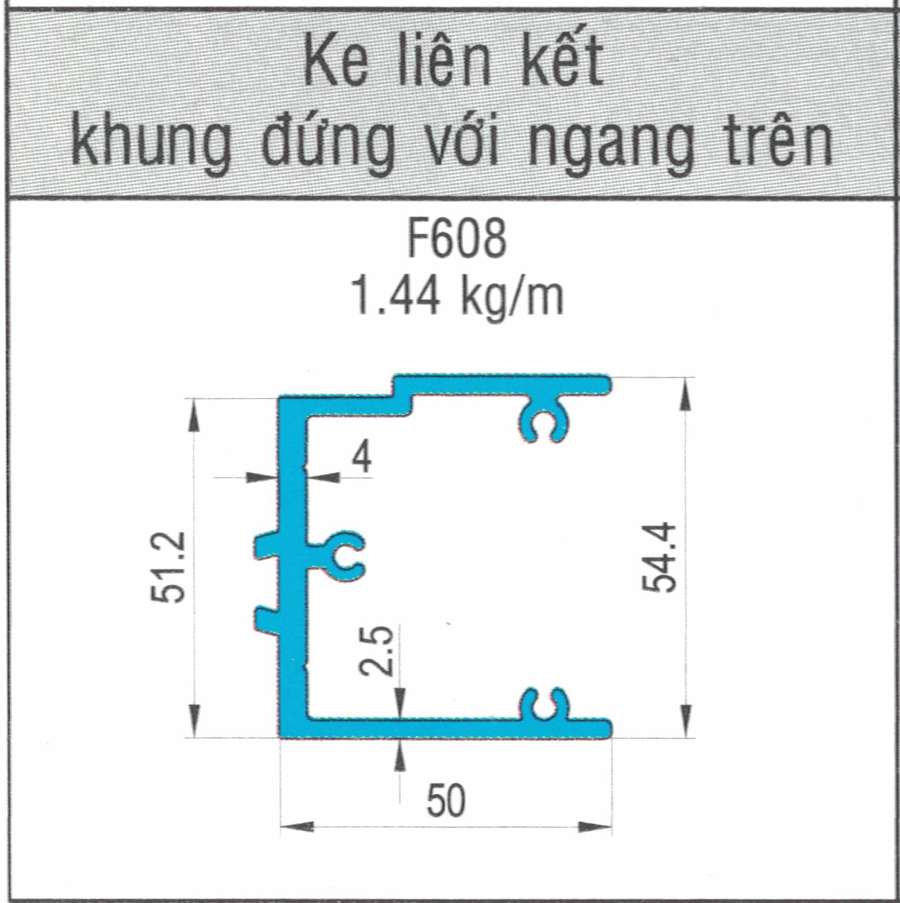 F608 - Ke lên kết khung đứng với ray trên xếp trượt