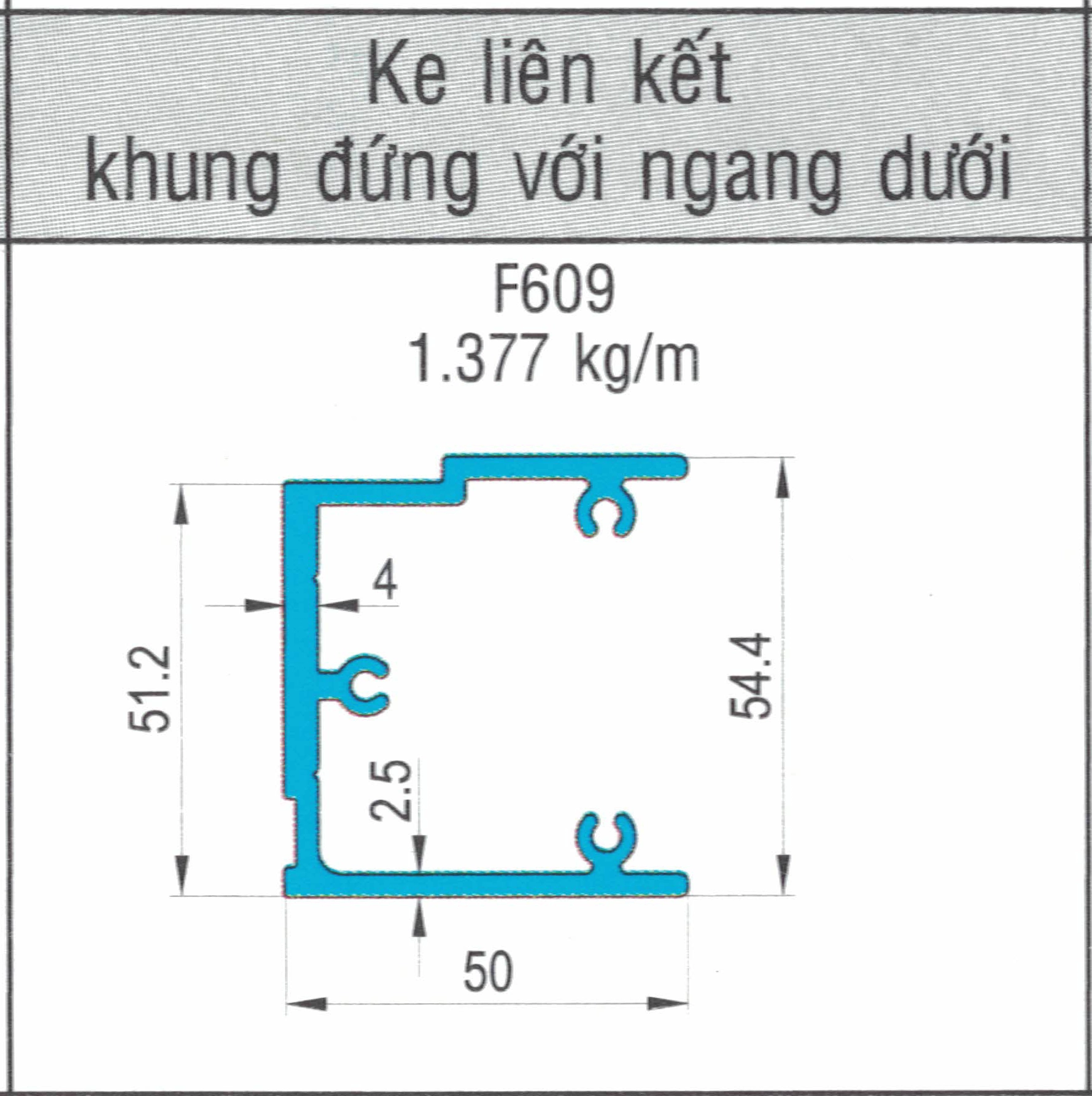 F609 - Ke liên kết khung đứng với ray dưới xếp trượt
