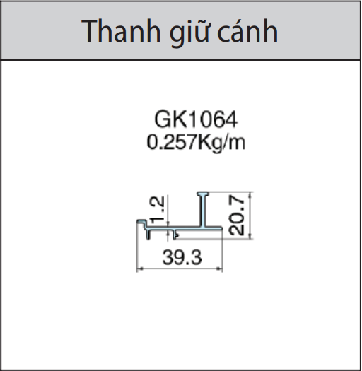 GK1064 - Thanh giữ cánh mặt dựng giấu đố xingfa hệ 65