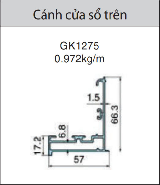 GK1275 - Cánh cửa sổ trên mặt dựng giấu đố xingfa hệ 65