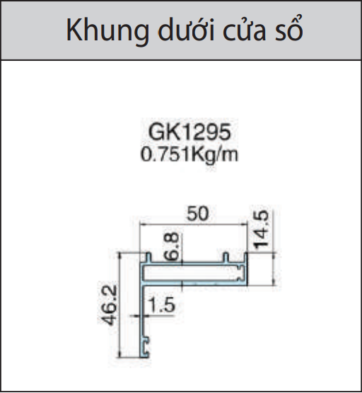 GK1295 - Khung dưới cửa sổ mặt dựng lộ đố xingfa hệ 65