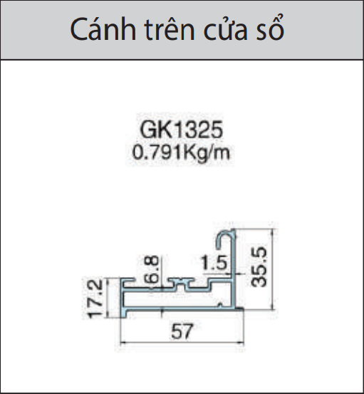 GK1325 - Cánh trên cửa sổ mặt dựng lộ đố xingfa hệ 65