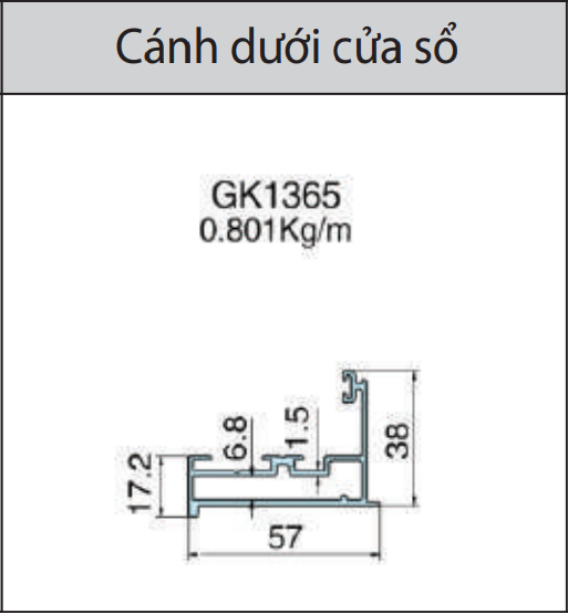 GK1365 - Cánh dưới cửa sổ mặt dựng lộ đố xingfa hệ 65
