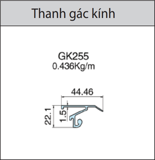GK255 - Thanh gác kính mặt dựng giấu đố xingfa hệ 65