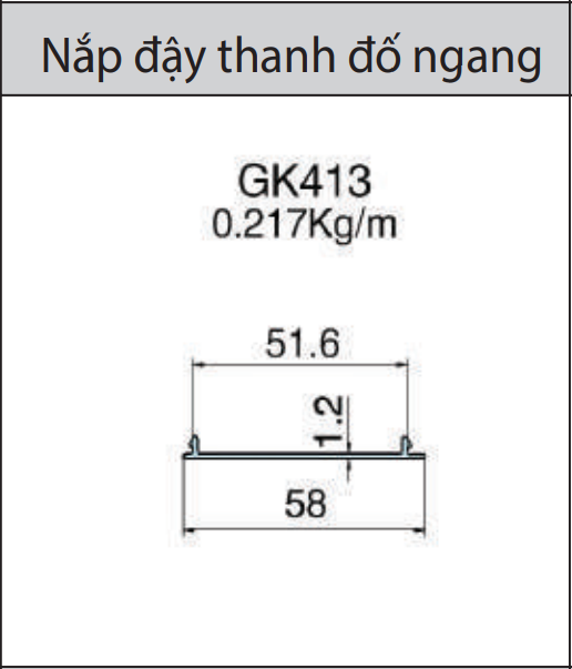 GK413 - Nắp đậy thanh đố ngang mặt dựng giấu đố xingfa hệ 65