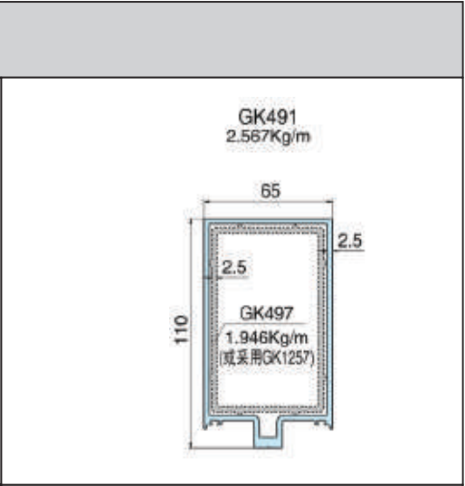 GK491 - Thanh đố đứng 65 x 110 mặt dựng lộ đố xingfa hệ 65