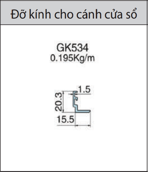 GK534 - Đỡ kính cho cánh cửa sổ mặt dựng giấu đố xingfa hệ 65