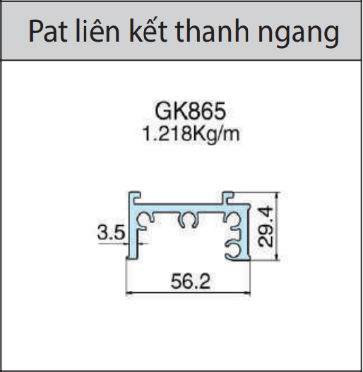 GK865 - Pat liên kết thanh ngang mặt dựng lộ đố xingfa hệ 65