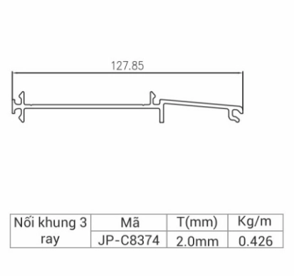 JP-15225 - Ghép khung bao 2 ray với vách kính cố định Fix hệ 83