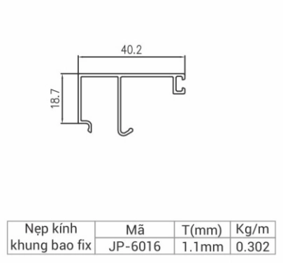 JP-6016 - Nẹp kính fix hệ 58 (kính 5mm - 10mm)