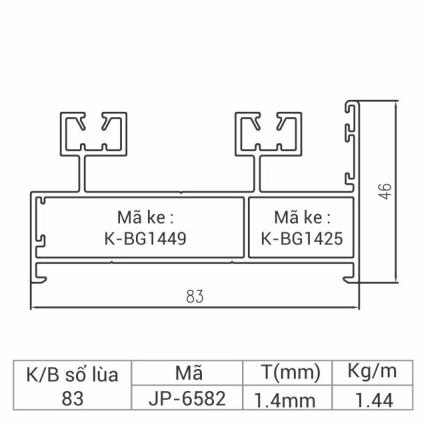 JP-6582 - Khung bao cửa sổ lùa 83
