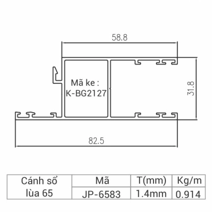 JP-6583 - Cánh cửa sổ lùa 65