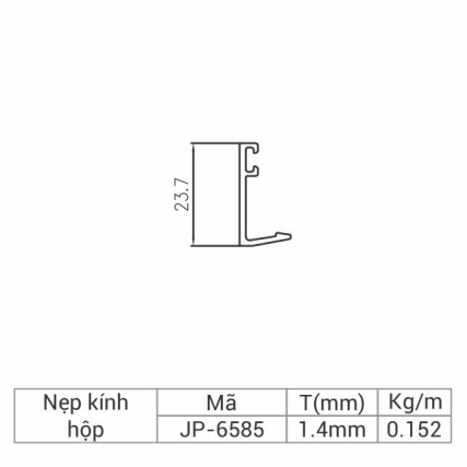 JP-6585 - Nẹp kính hộp 65