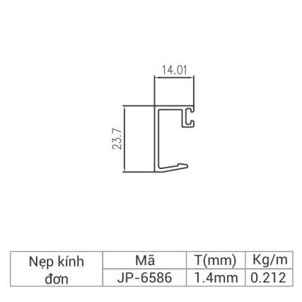 JP-6586 - Nẹp kính đơn 65