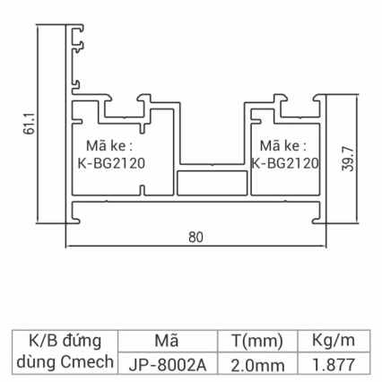JP-8002A - Khung bao đứng xếp trượt 80 dùng Cmech