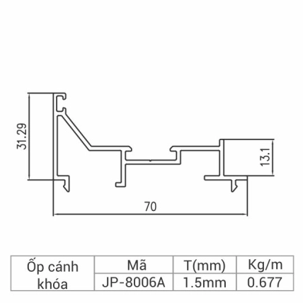 JP-8006A - Ốp cánh khóa xếp trượt 80