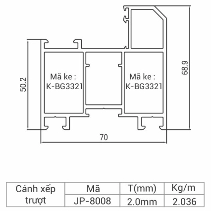 JP-8008 - Cánh xếp trượt 80