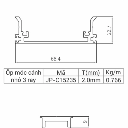 JP-C15235 - Ốp móc cánh nhỏ 3 ray 115