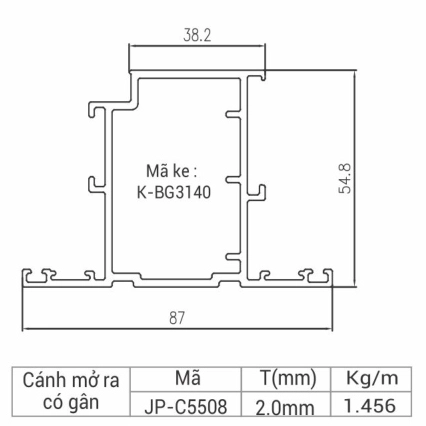 JP-C5508 - Cánh cửa đi mở ra có gân 55