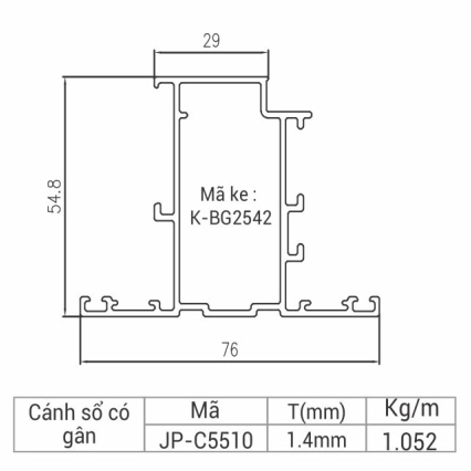 JP-C5510 - Cánh cửa sổ có gân 55