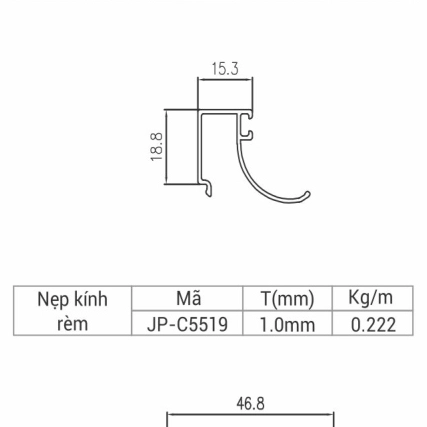 JP-C5519 - Nẹp kính rèm 55