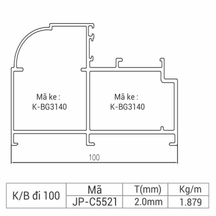 JP-C5521 - Khung bao cửa đi 100 hệ 55