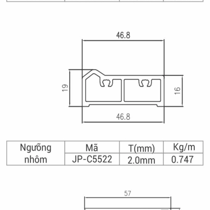 JP-C5522 - Ngưỡng cửa đi 55