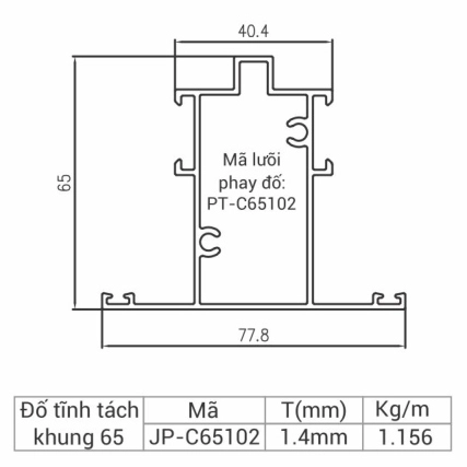 JP-C65102 - Đố tĩnh tách khung cửa sổ 65