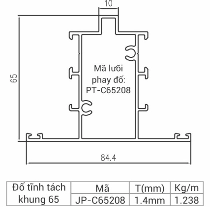 JP-C65208 - Đố tĩnh tách khung cửa sổ 65