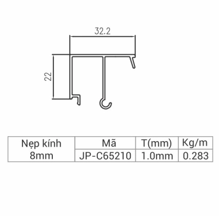 JP-C65210 - Nẹp kính 8mm 65