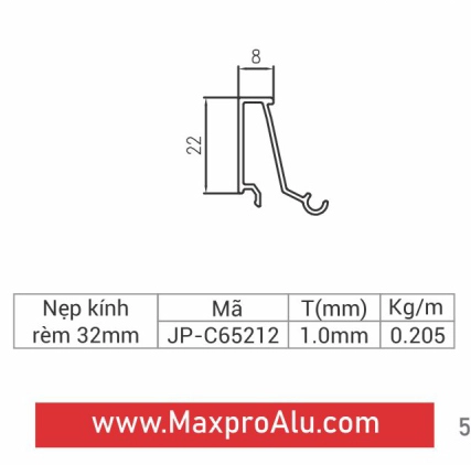 JP-C65212 - Nẹp kính rèm 32mm 65