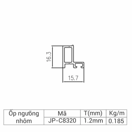 JP-C8320 - Ốp ngưỡng nhôm 83