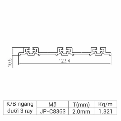 JP-C8363 - Khung bao ngang dưới 3 ray 83