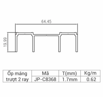 JP-C8368 - Ốp máng khung bao trên 2 ray hệ 83