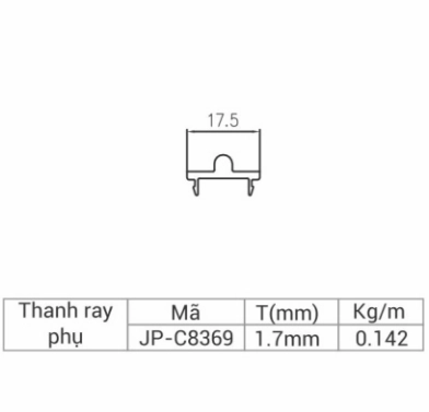 JP-C8369 - Thanh ray chạy bánh xe hệ 83  dày 1.7mm